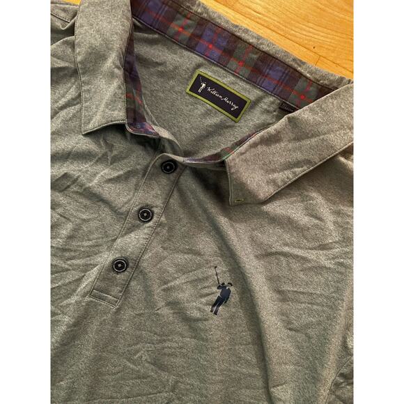 William Murray Polo Shirt Golf Performance Golf Short Sleeve Grey Plaid XXL - Picture 3 of 5